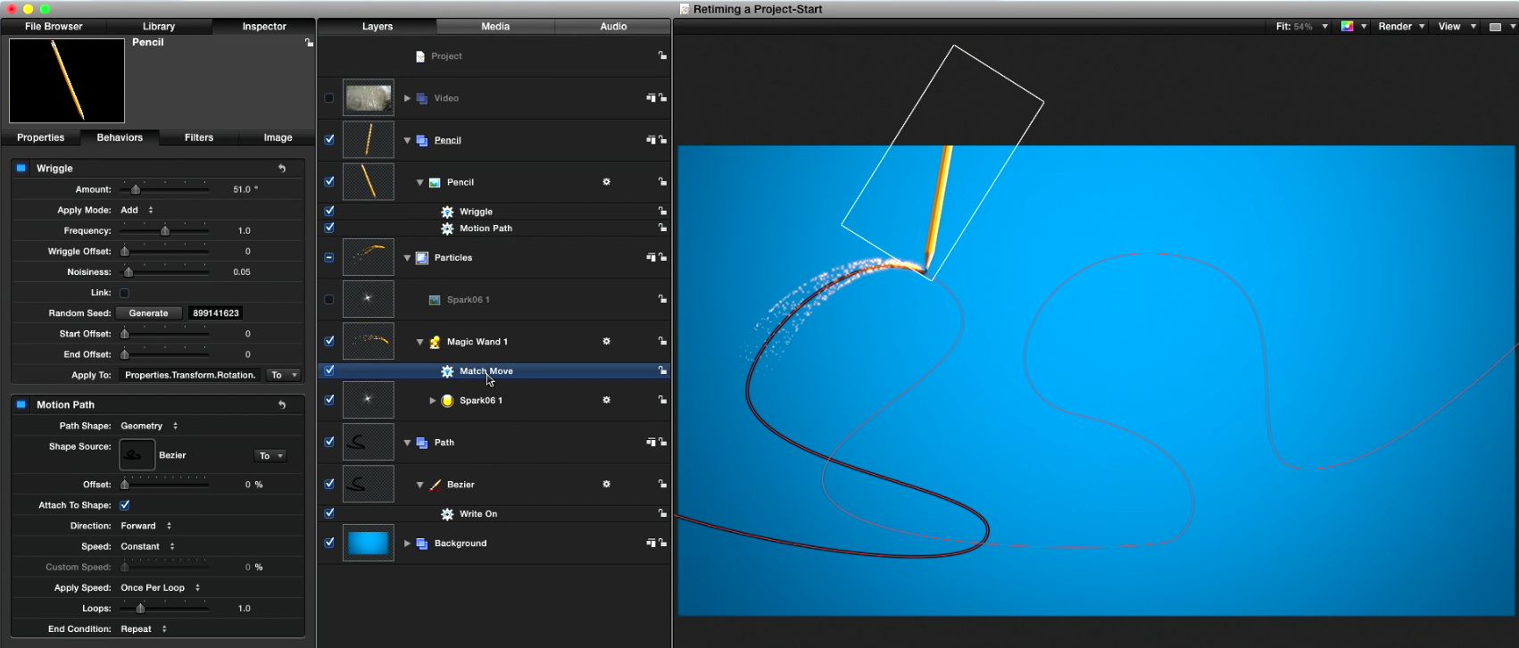 Retiming animations in Motion 10