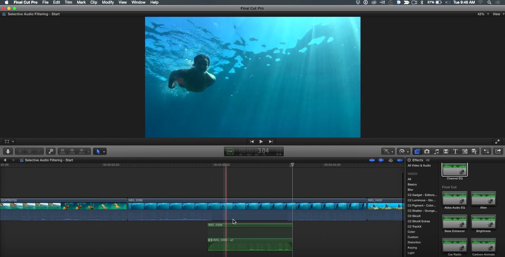 Selective Audio Filtering in Final Cut Pro X 2