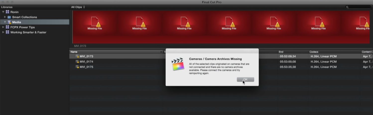 Reimporting from Camera Archives in Final Cut Pro X 1
