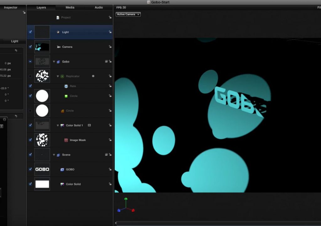 Creating an animated gobo in Motion 1