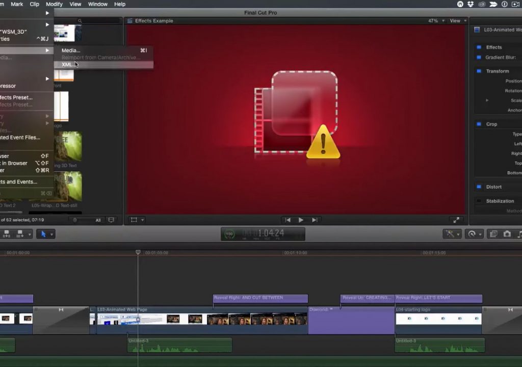 Locating missing FX in Final Cut Pro X 1