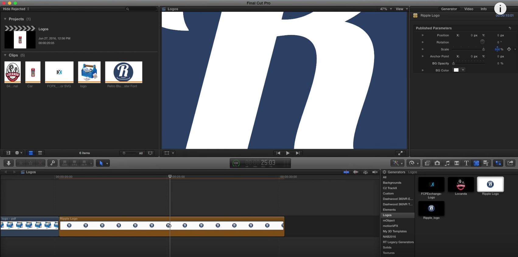 Working with vector graphics in Final Cut Pro X 9