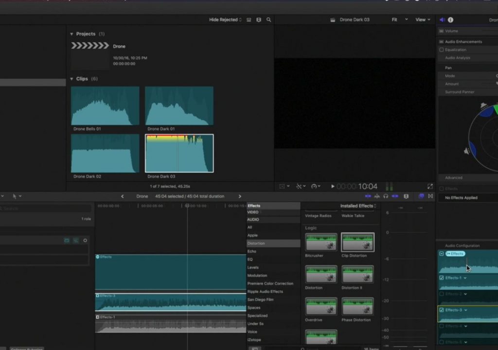The audio signal path in Final Cut Pro 10.3 1