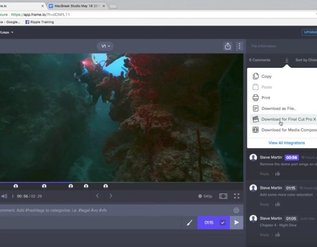 Creating Chapter Markers in Final Cut Pro X with Frame.io 1