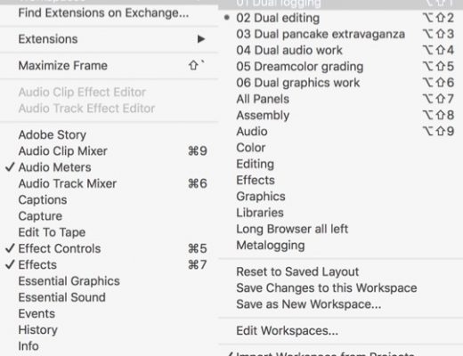 Adobe Premiere Pro workspaces a lot of them