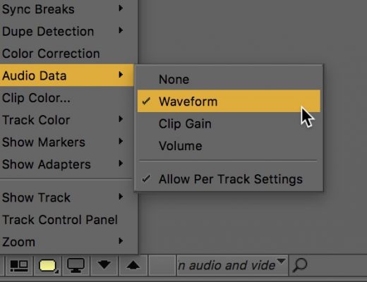 Avid Media Composer fast menu audio data