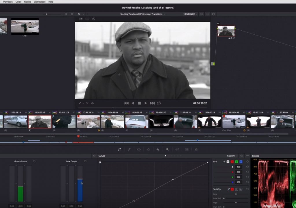 Custom monochrome effects in DaVinci Resolve 1