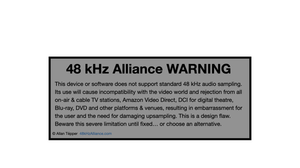 48 kHz Alliance Warning label is born 5