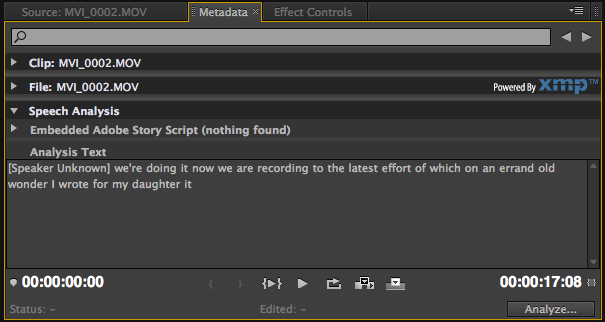 Adobe's Speech Analysis is still chugging along in Premiere Pro CS5.5 1