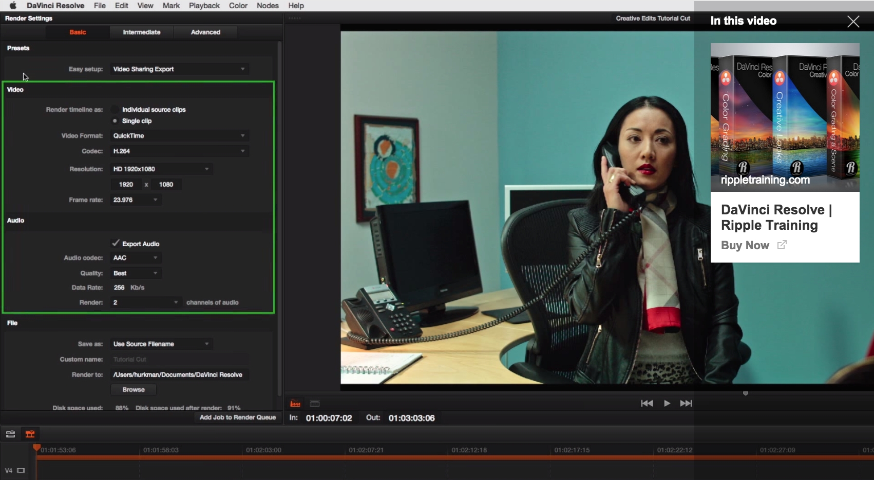 Exporting H.264 from Davinci Resolve 11 5