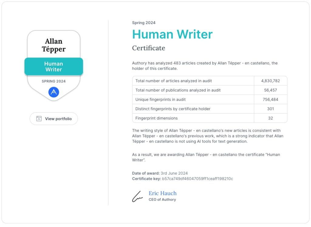 Am I officially certified as a human writer? Yes! 3