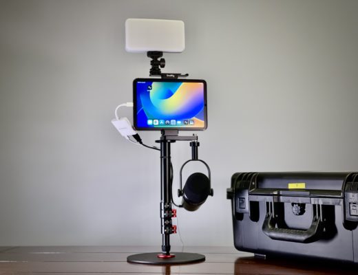 A cam/mic/light/teleprompter remote kit for non-tech-savvy guests, including Shure MV7 2