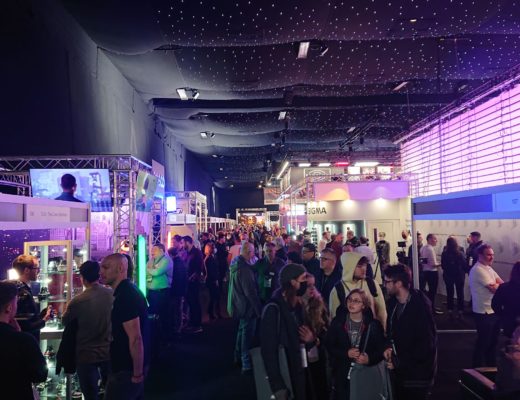 Crowded exhibit hall