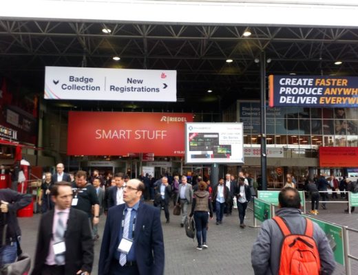 Crowds outside the RAI exhibition centre in Amsterdam during an IBC show