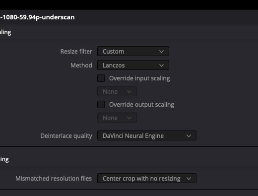 Deinterlacing legacy material + upscaling with DaVinci Resolve (Studio) to 50p/59.94p for smoothness (or 25p/29.97p for a more dramatic look) 35