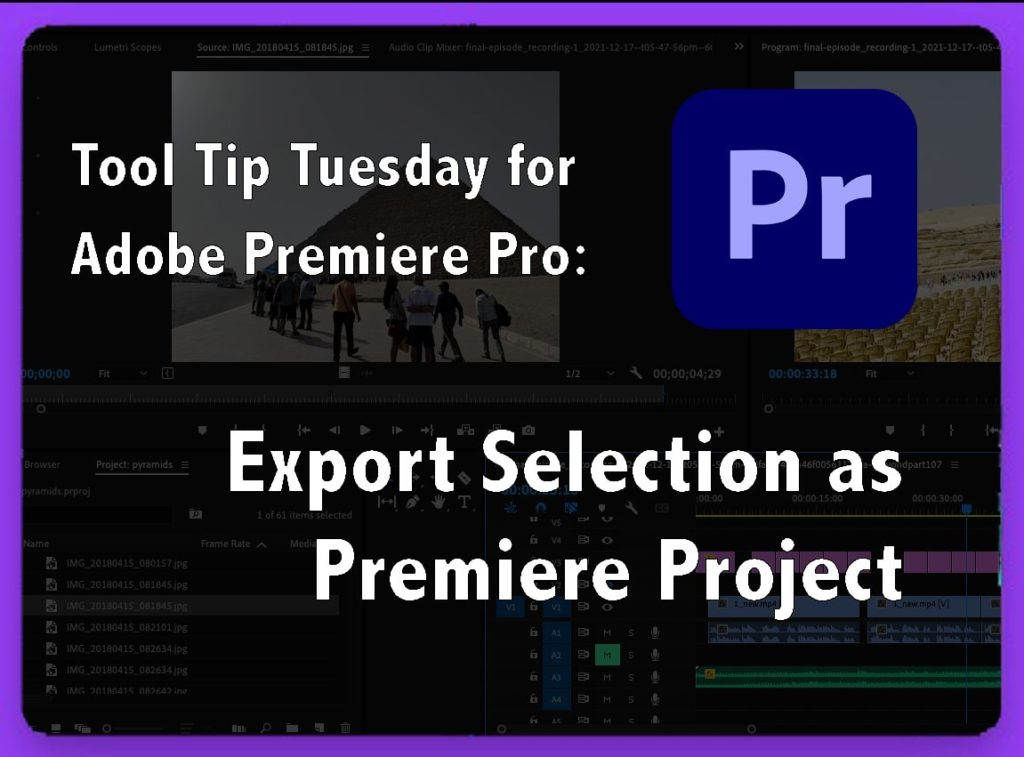 Tool Tip Tuesday for Adobe Premiere Pro: Export Selection as Premiere Project 5