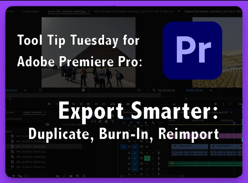 Tool Tip Tuesday for Adobe Premiere Pro - Export Smarter: Duplicate, Burn-In, Reimport 9