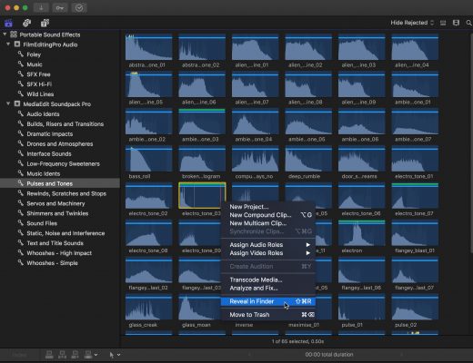 Final Cut Pro X browse sound effects