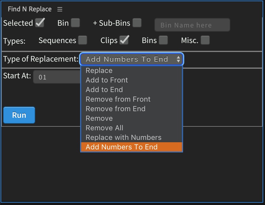 Find N Replace - a very useful Adobe Premiere Pro extension for batch renaming of clips 1