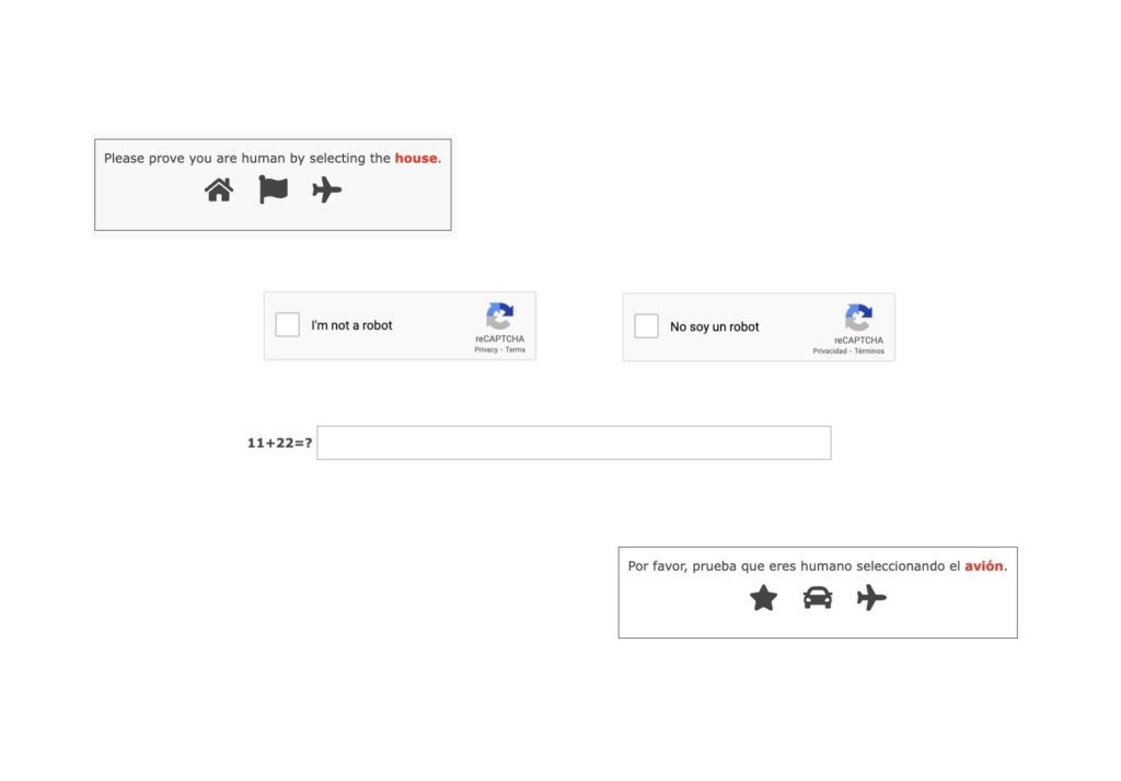 Eliminate web form spam: honeypot, image captcha, math quiz or reCAPTCHA with GDPR compliance retention 1