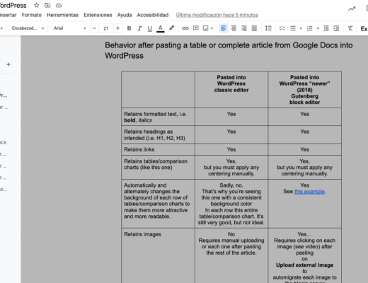 Google Docs tables for WordPress (and more) in 2022 13