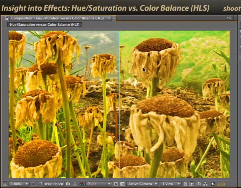 After Effects Classic Course: Hue/Saturation vs. Color Balance HLS 1