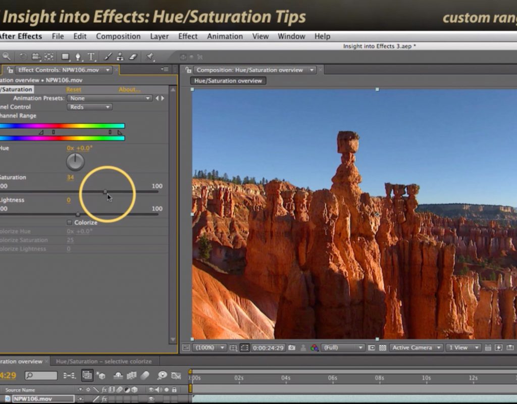 After Effects Classic Course: Hue Saturation Tips 1