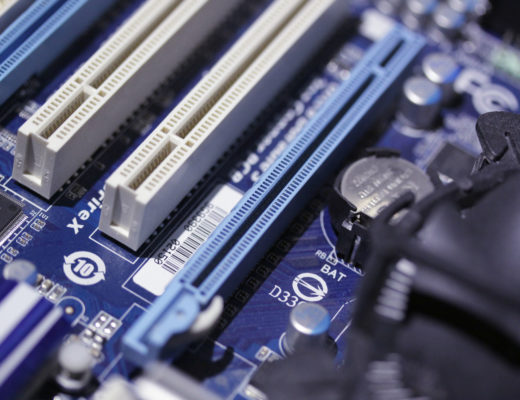 Workstation motherboard showing expansion card slots