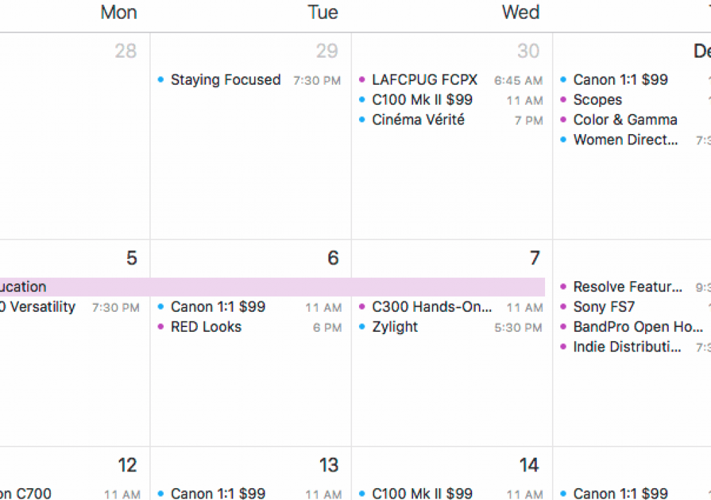 L.A. calendar for early December
