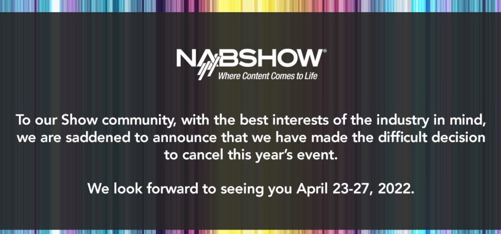 NAB Show officially canceled for Fall 2021 1