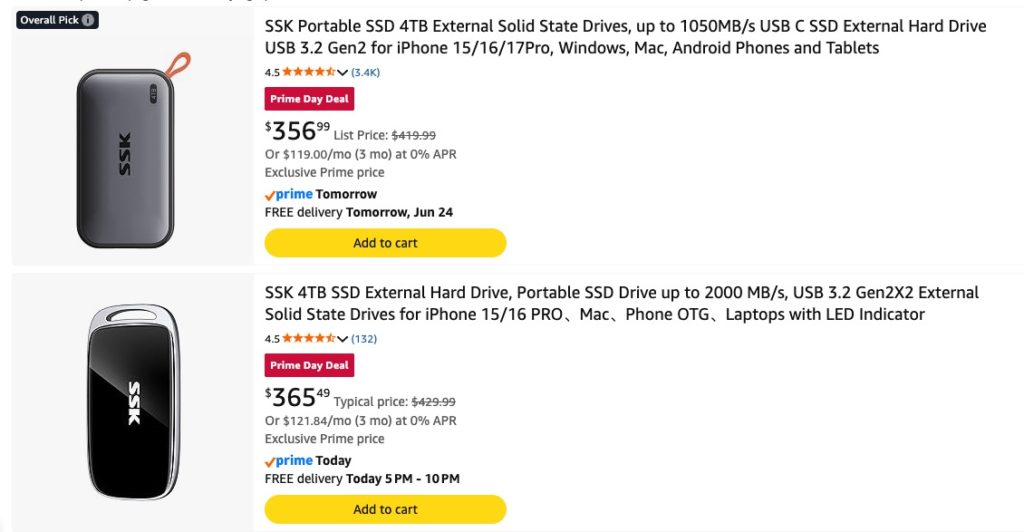 Any good external SSD deals for Amazon Prime Day? 1