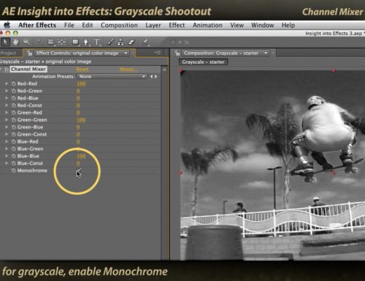 After Effects Channel Mixer for creating grayscale images