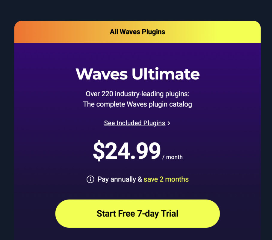 Waves audio goes subscription with Waves Creative Access 1