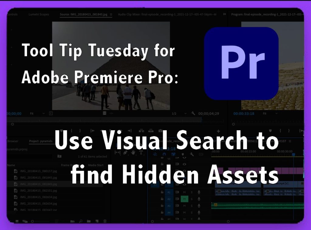 Tool Tip Tuesday for Adobe Premiere Pro: Use Visual Search to find Hidden Assets 1