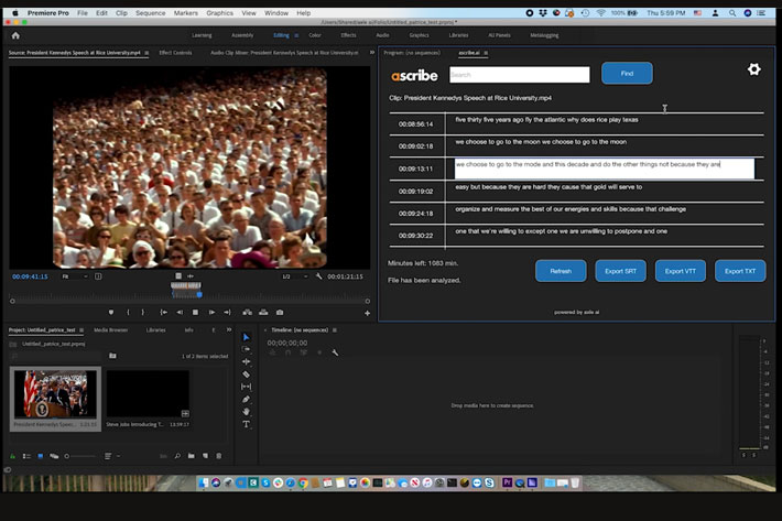 Ascribe.ai: affordable, fast transcription for Adobe Premiere Pro