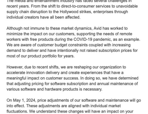 Avid announced new CEO ... and a Media Composer price increase 30