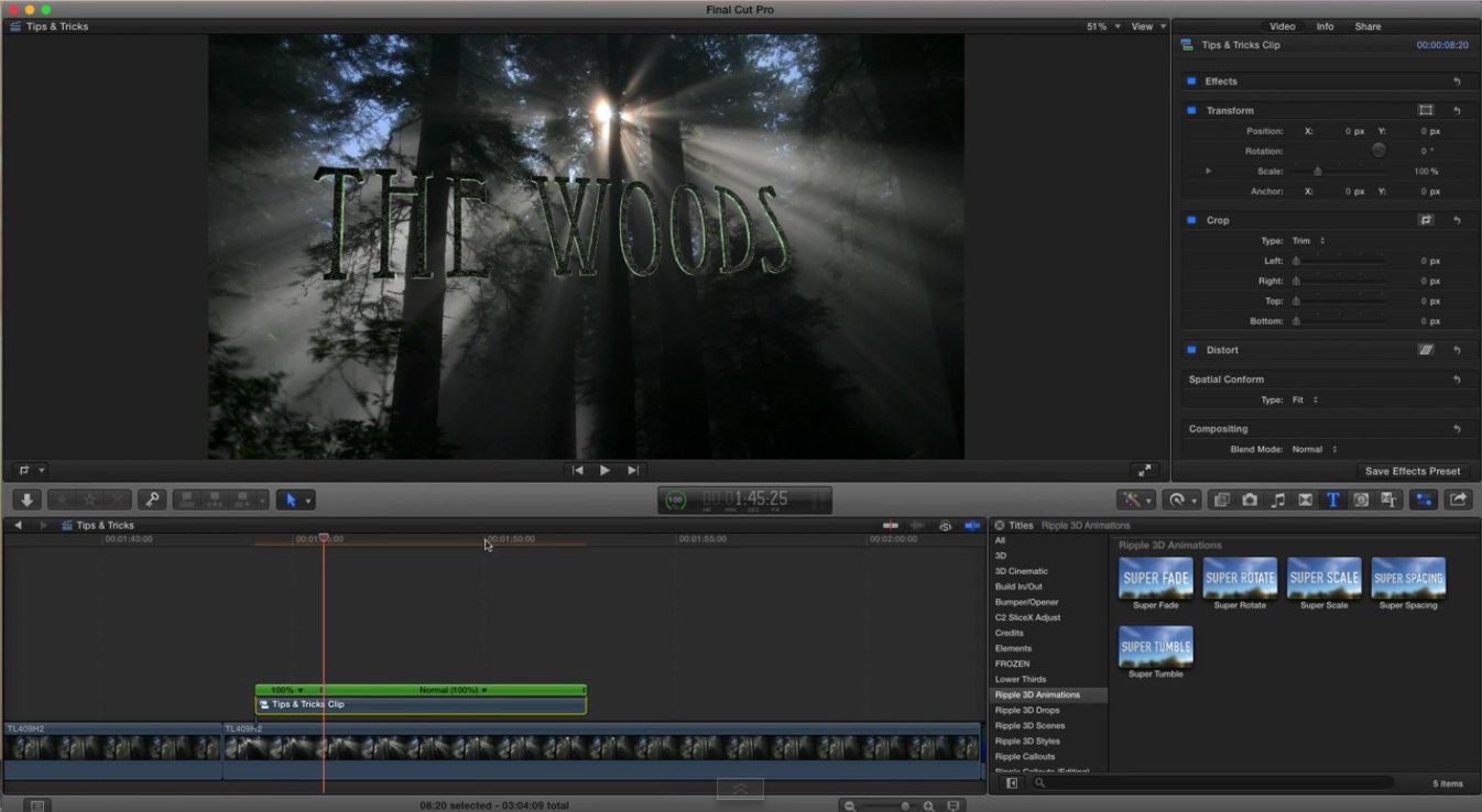 3D Title Animation Tips for Final Cut Pro X 7