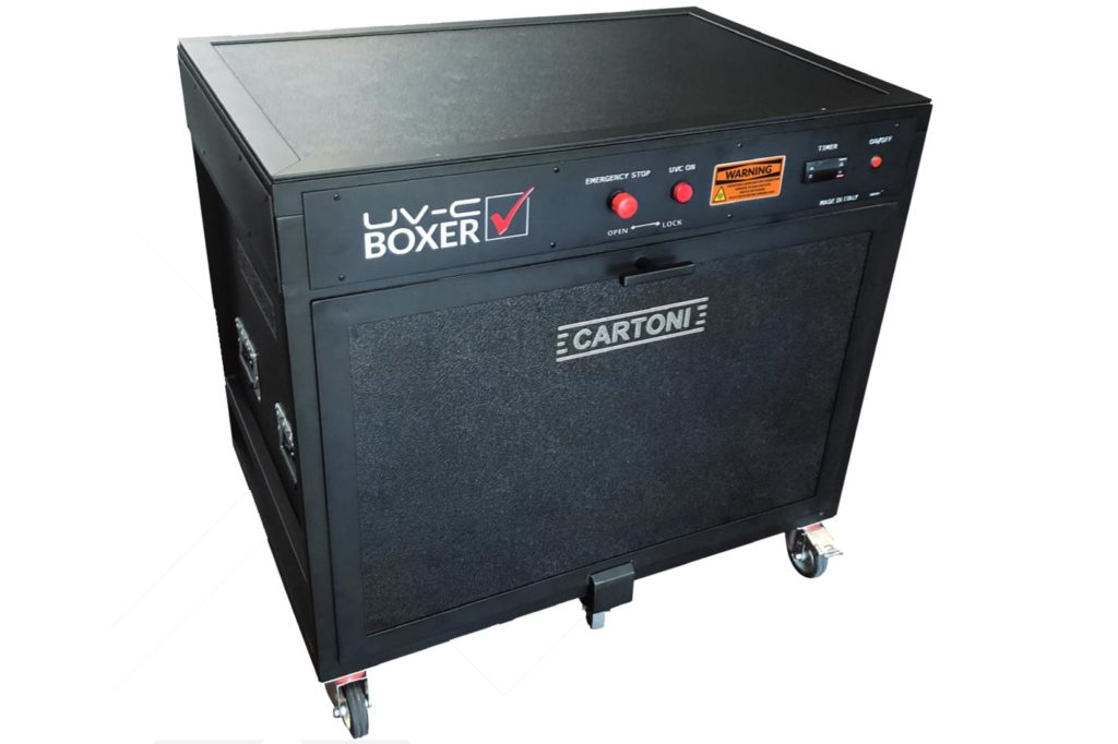 Cartoni UV-C Boxer neutralizes Covid-19 in 3 minutes