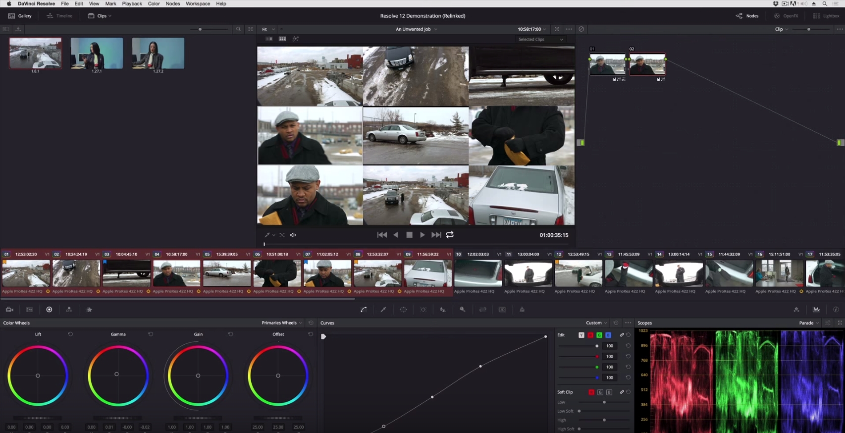 Appending a node to multiple clips in Resolve 12 3