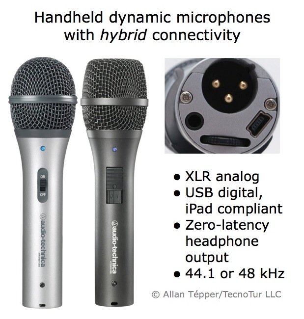 1st handheld dynamic microphones with hybrid XLR/USB/iPad connectivity from Audio Technica 1