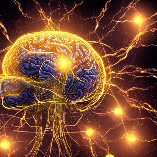 A digital brain, created by Stable Diffusion from the prompt "a digital brain imagining a future film"