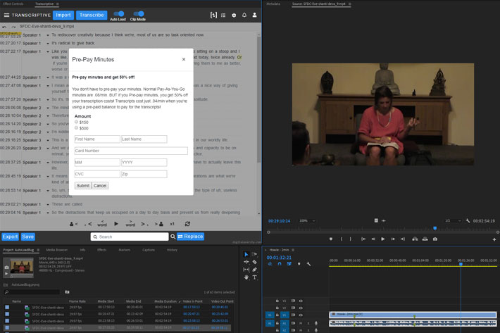 AI-enabled video transcription: prepay to reduce costs by 50%