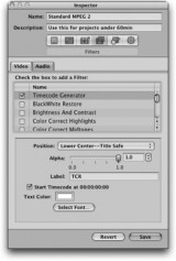 Timecode Burn-in and Encode in One Step for Final Cut Studio 1