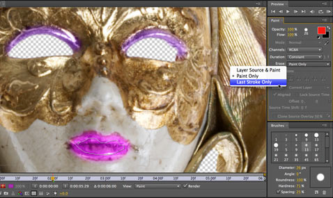 After Effects Apprentice Free Video: Eraser Tool Modes 1