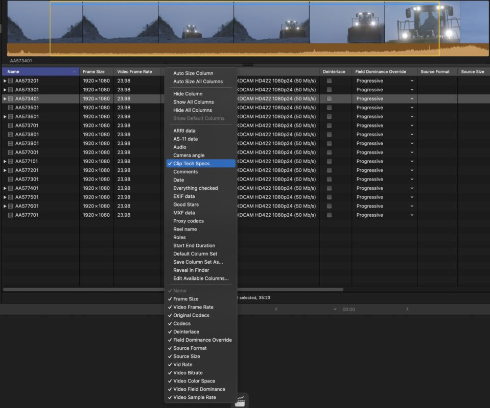 Final Cut Pro updated to 10.5.3 and you can download my free column view presets 1