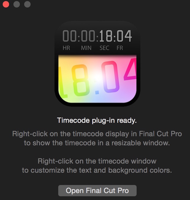 A floating timecode window comes to FCPX 15