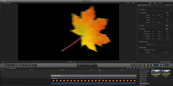 Motion blur in Final Cut Pro X - via Motion 3