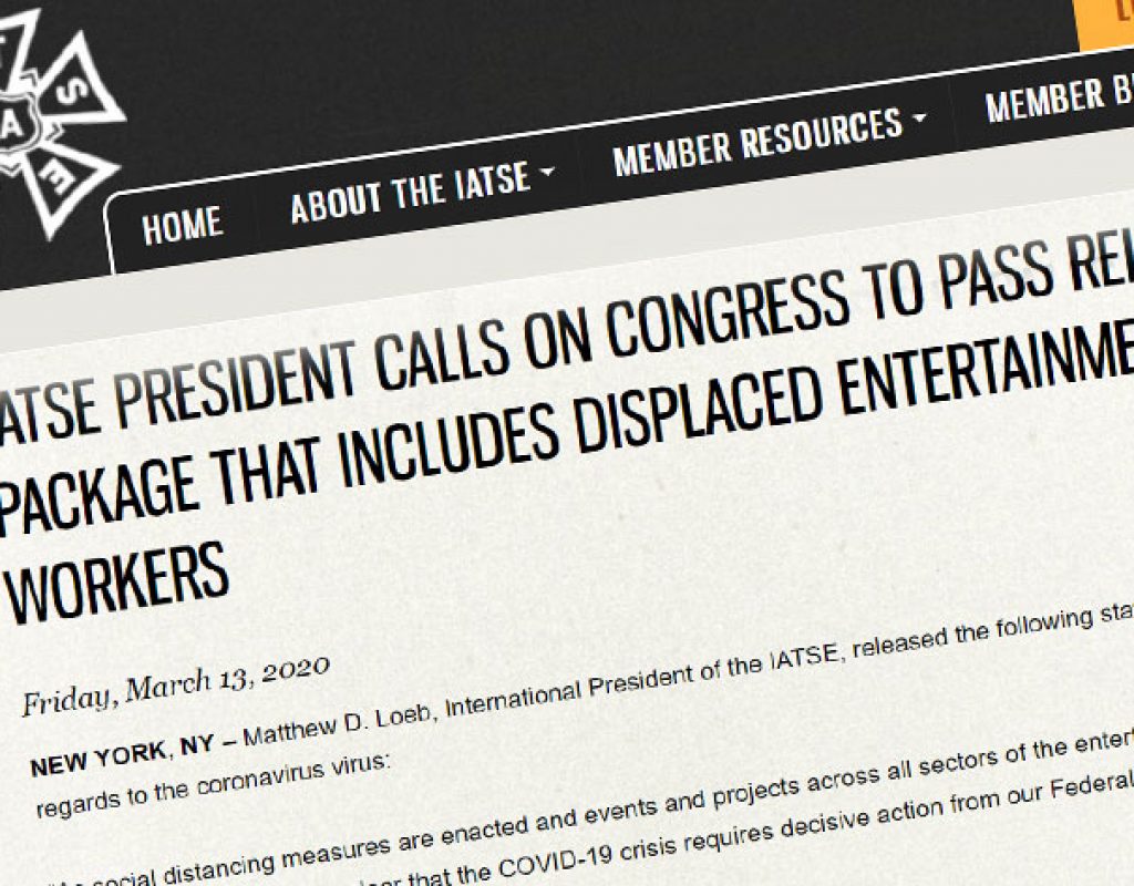 COVID-19: entertainment workers should not be colateral damage, says IATSE