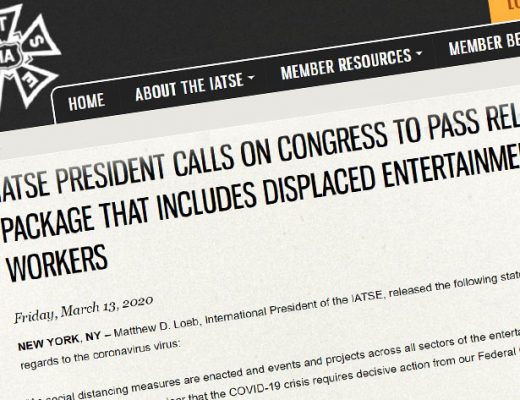 COVID-19: entertainment workers should not be colateral damage, says IATSE