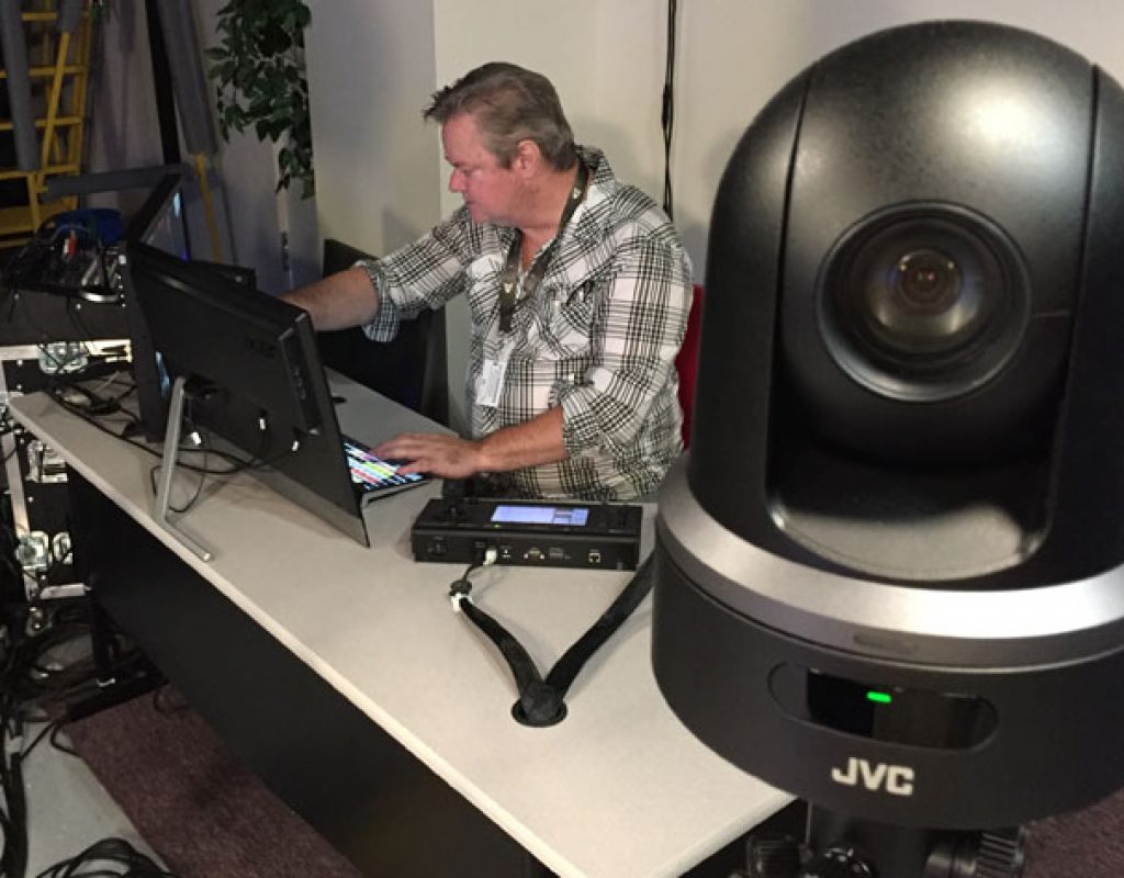 Podcast studio uses JVC KY-PZ100 robotic PTZ video production cameras 1